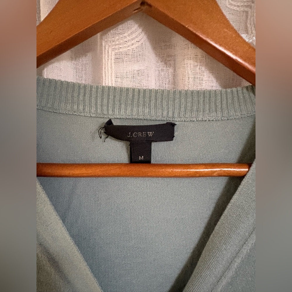J. Crew Cotton V Neck Button Down Cardigan blue / green color dusty blue - Picture 3 of 10